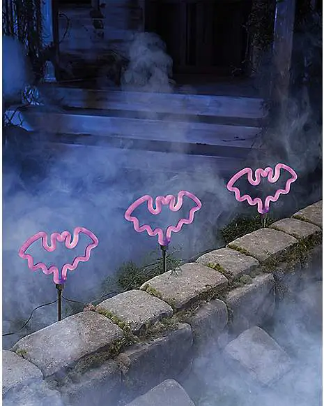 SET OF 3 NEON BAT PATHWAY LIGHTS
