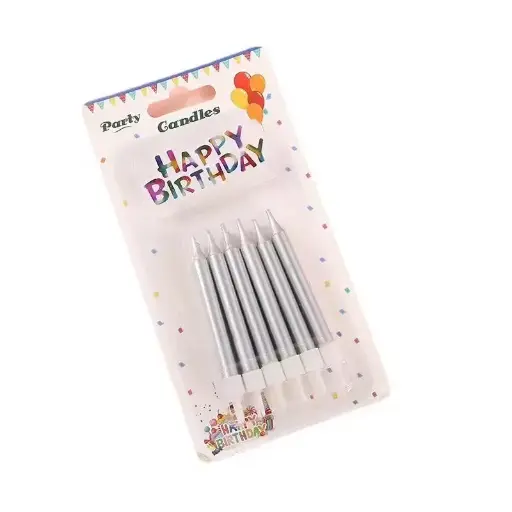 CANDLES BIRTHDAY SILVER 12PCS